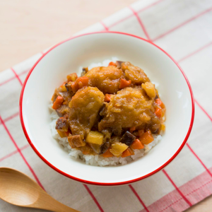 鶏の唐揚げと根菜のうま煮