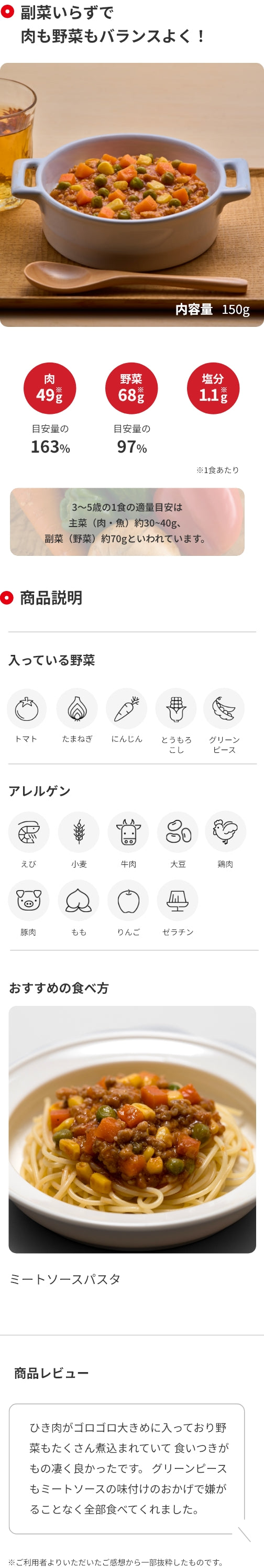 お肉に野菜を練り込んだミートソース 商品詳細