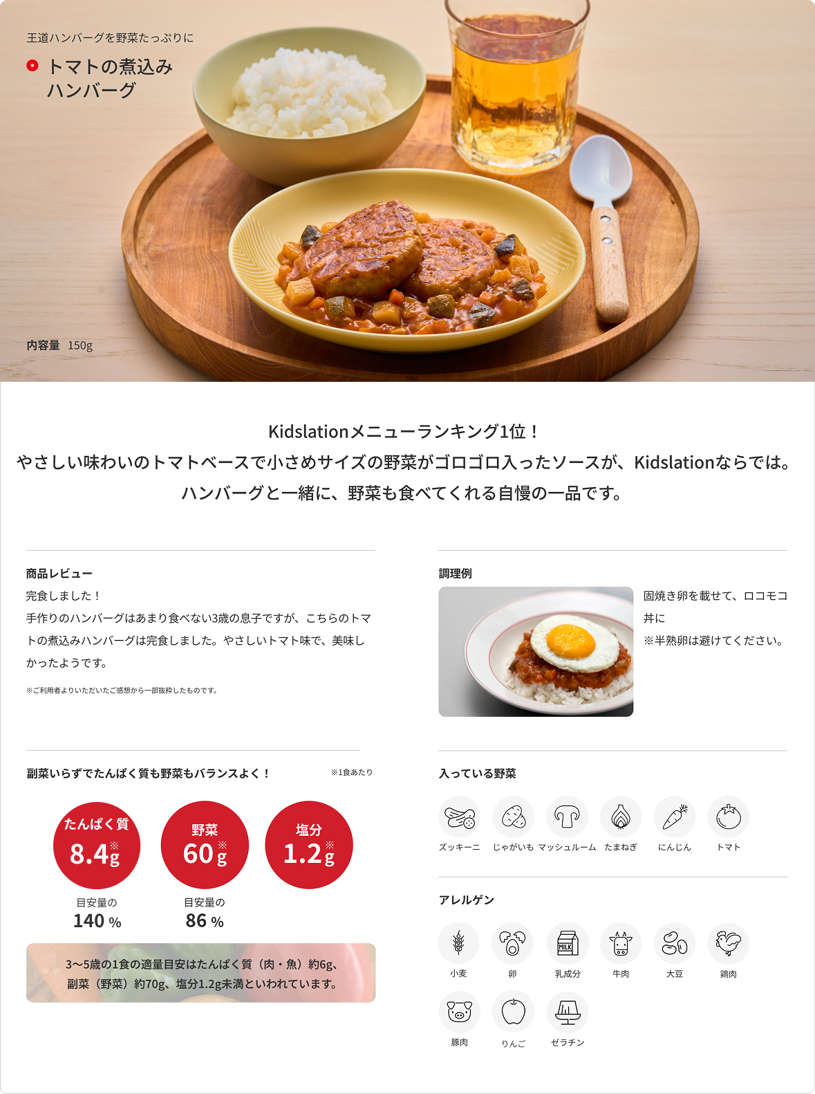 トマトの煮込みハンバーグ 商品詳細